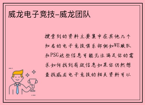 威龙电子竞技-威龙团队